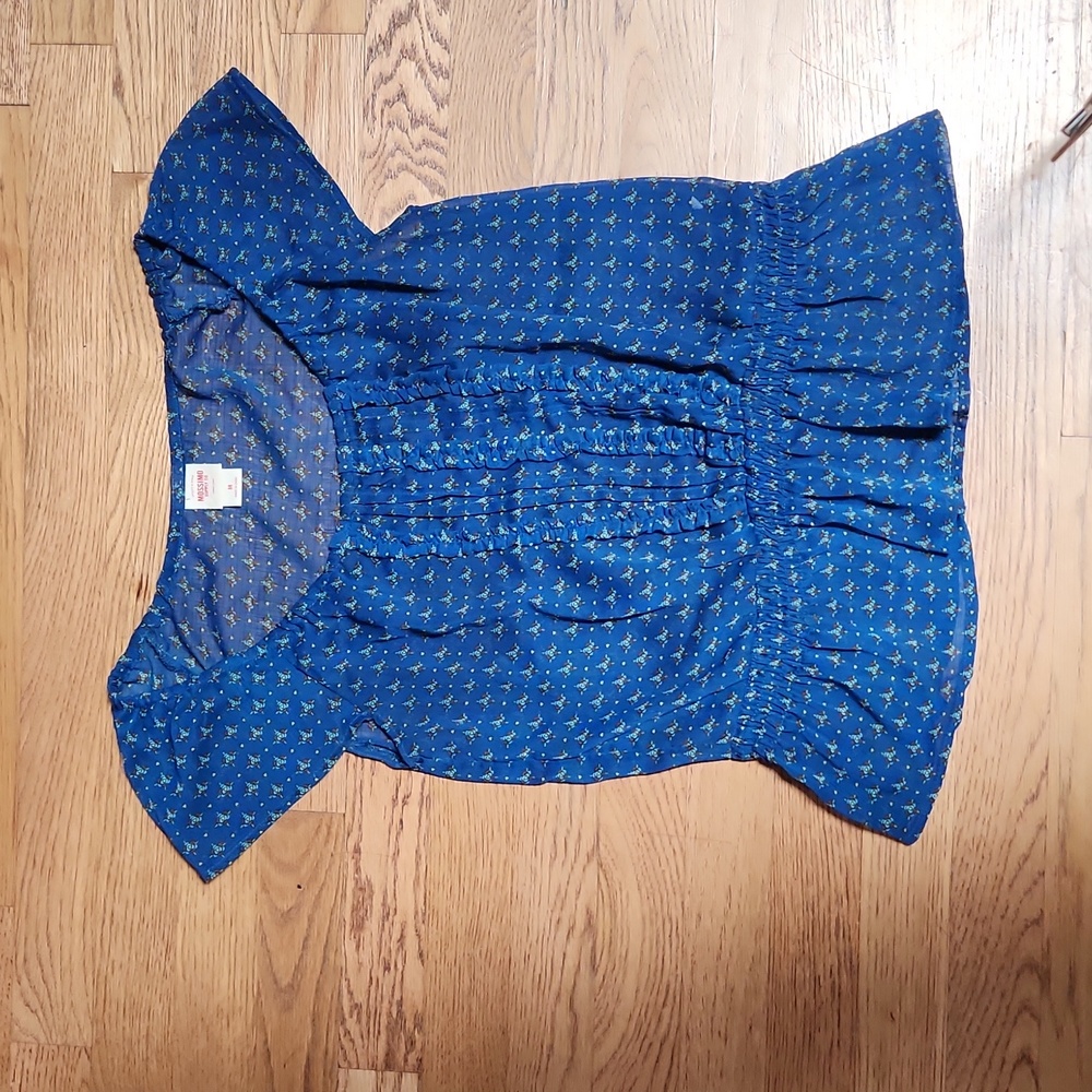 Sheer Blue Peasant Blouse